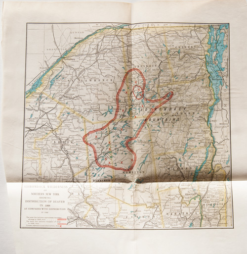 THE ADIRONDACK WILDERNESS OF NORTHERN NEW YORK SHOWING DISTRIBUTION OF BEAVER IN 1908 